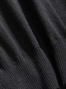 DAZY 純色v領綁帶針織毛衣 - 黑色 - 查看 3