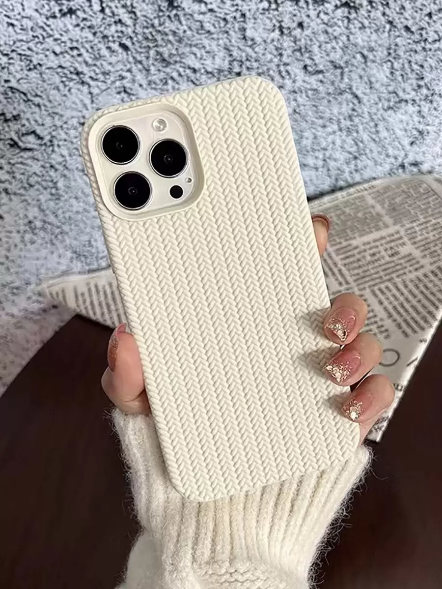 1 件 TPU 针织纹理纯色软手机壳适用于 16 系列、S20、S21、S22、S23、S24、S25 系列防水防震防摔防刮 - 白色 - 查看 1