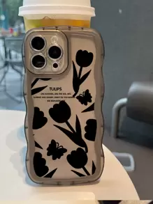 手机壳适用于 iPhone 11 12 13 14 11 Pro Max 12 Pro Max 13 Pro Max 14 Pro Max XR 15 15 PRO 15 PRO 大波浪黑色 - 黑心蝴蝶 - 彩色 - 查看 3