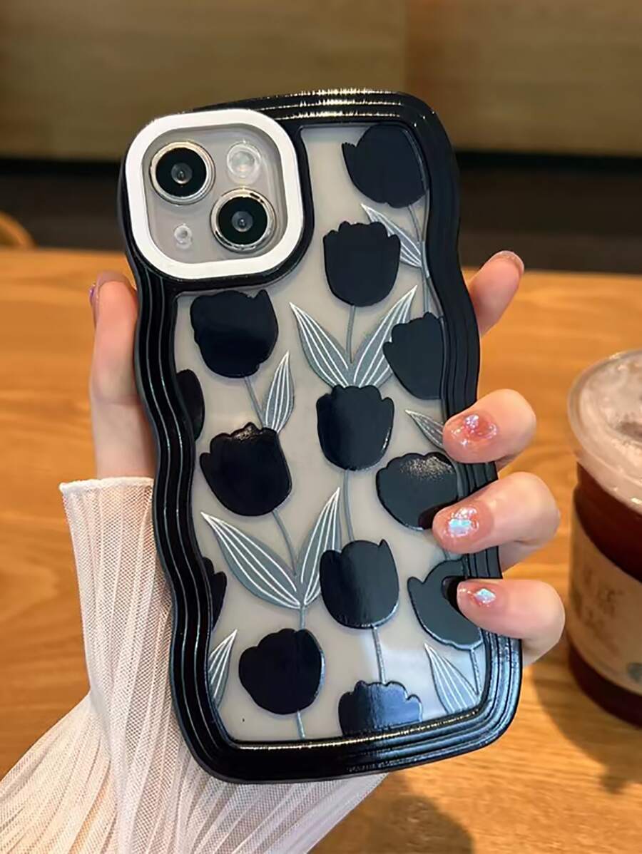 Big Wave 黑色透明黑色心形与蝴蝶图案手机壳适用于 iPhone 11、12、13、14、11 Pro Max、12 Pro Max、13 Pro Max、14 Pro Max、XR、15、15 Pro、15 Pro - 彩色 - 查看 1