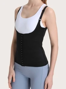 Women's Adjustable Shoulder Strap 4-Row Hook And Eye Closure Waist Trainer Body Shaper Underbust Corset Shapewear Waist Trainer Corset - Black - View 3