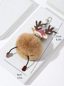 Christmas Elk & Pom Pom Decor Bag Charm - Multicolor - View 3
