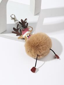 Christmas Elk & Pom Pom Decor Bag Charm - Multicolor - View 4