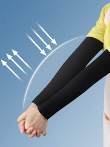 Sun Protective Anti UV 1pair Solid Sun-Protection Arm Sleeves - Black - View 2