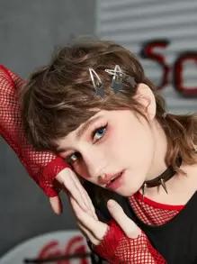 ROMWE Street Life Kẹp tóc Ngôi sao Giải trí - Bạc - Xem 1