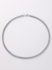 Minimalist Chain Necklace - Silver - View 3