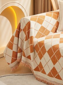 幾何樣式毛邊緣防滑沙發巾 - 彩色 - 查看 2