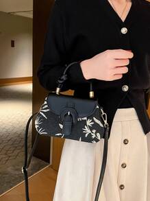 多色时尚优质叶子图案装饰别致单肩包，休闲手提包，适合户外购物 - 彩色 - 查看 2