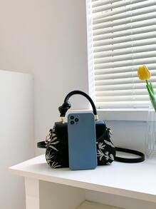 多色时尚优质叶子图案装饰别致单肩包，休闲手提包，适合户外购物 - 彩色 - 查看 4