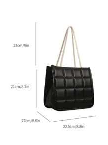 Embossed Detail Square Bag - Black - View 3