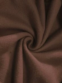 SHEIN EZwear Letter Graphic Kangaroo Pocket Drawstring Thermal Hoodie - Chocolate Brown - View 8