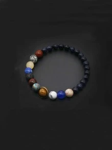 Fashion Eight Planets Beaded Bracelet Men's Natural Stone Cosmic Yoga Chakra Bracelet - Multicolor - View 3