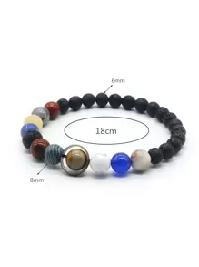 Fashion Eight Planets Beaded Bracelet Men's Natural Stone Cosmic Yoga Chakra Bracelet - Multicolor - View 6