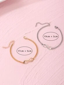 2pcs/Set Infinity Symbol Couple-Style Vacation-Theme Bracelets Set As Gift For Girlfriend And Boyfriend - Multicolor - View 3