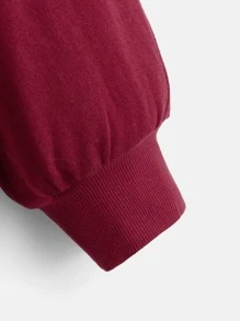 SHEIN LUNE Plus Sequin Ruffle Trim Sweatshirt - Burgundy - View 4