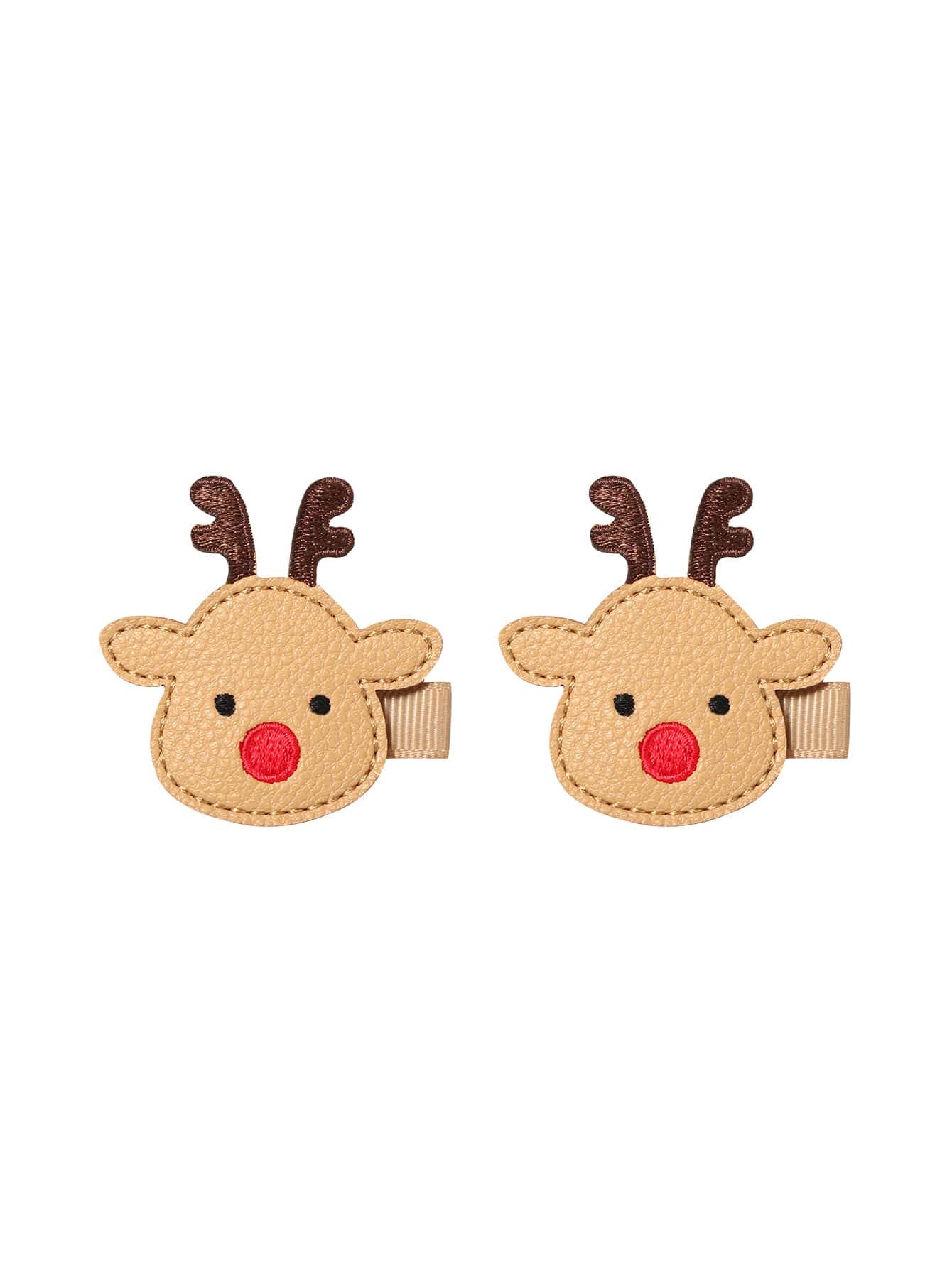 2pcs Christmas Cartoon Elk Decor Alligator Hair Clip - Apricot - View 1