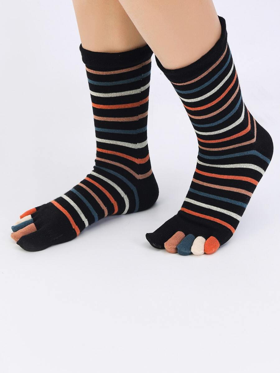 Calcetines de dedo con patrón de rayas - Multicolor - Ver 1