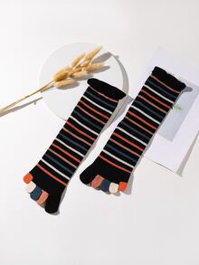 Calcetines de dedo con patrón de rayas - Multicolor - Ver 3