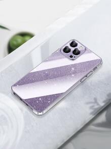 1入組亮片細節透明手機殼 - 紫色 - 查看 1