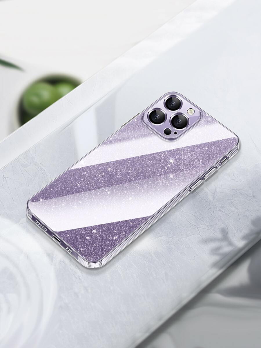 1入組亮片細節透明手機殼 - 紫色 - 查看 1