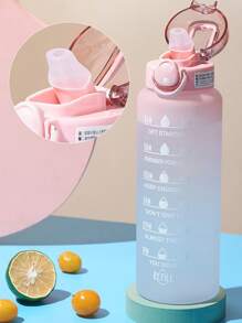 1pc Ombre Slogan Pattern Water Bottle, Modern Plastic Sports Water Bottle, Suitable For Indoor And Outdoor, Back To School Supplies - Pink - View 7