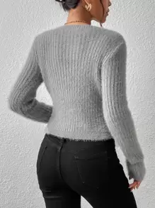 SHEIN Unity Jersey crop tejido mullido - Gris - Ver 2