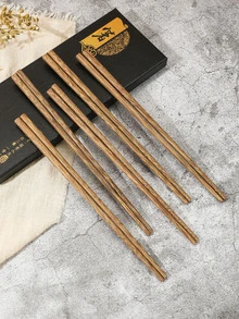 10 piezas Palillos con patrón de madera - Marrón - Ver 1