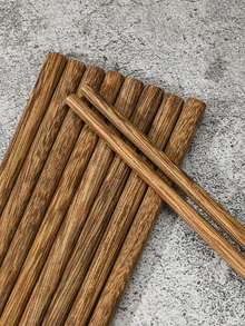 10 piezas Palillos con patrón de madera - Marrón - Ver 2