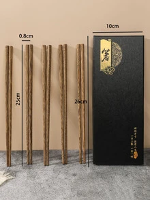 10 piezas Palillos con patrón de madera - Marrón - Ver 4