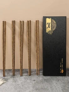 10 piezas Palillos con patrón de madera - Marrón - Ver 5