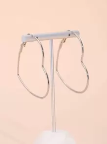 心形设计环状耳环 情人节 - 銀色 - 查看 2