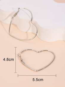 心形设计环状耳环 情人节 - 銀色 - 查看 3