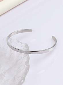Minimalist Cuff Bangle - Silver - View 1