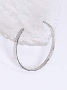 Minimalist Cuff Bangle - Silver - View 2