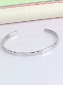 Minimalist Cuff Bangle - Silver - View 4