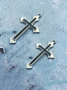 2入組黑色交叉形狀DIY首飾吊墜帶滴油效果 - 彩色 - 查看 1