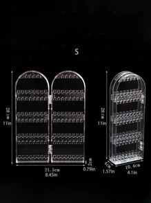 1入組珠寶收納盒，項鍊耳環掛架防塵組織收納盒，珠寶盒，配件架，耳環和項鍊架，桌面收納架，盒蓋加厚設計 - 無色 - 查看 6