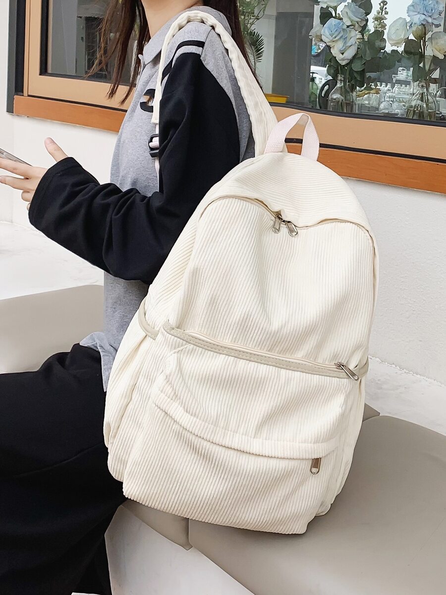 Ba lô Nữ màu trơn Có thể điều chỉnh được Mát mẻ - trắng - Xem 1