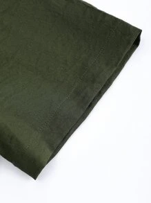 Manfinity Homme 男士素色前紐扣襯衫和腰部抽繩長褲不帶T恤 - 軍綠色 - 查看 5