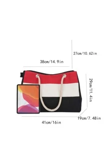 Colour Block Shoulder Tote Bag - Multicolor - View 7