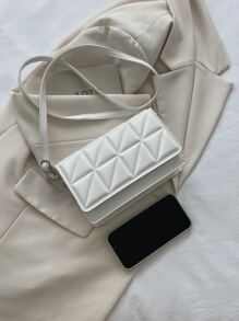 Lightweight,Business Casual Mini Solid Color Quilted Detail Flap Square Shoulder Bag,Plaid Design Crossbody Bag, Simple Purse With Adjustable Strap For Teen Girls Women College Students,Rookies & White-Collar Workers Perfect For Office,College,Work,Business,Commute,Outdoors, Travel, Outings