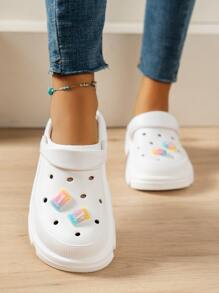 Hollow Out Candy Decor Vented Clogs - White - View 3