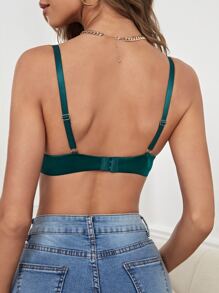 素色鋼圈文胸 - 墨綠色 - 查看 2