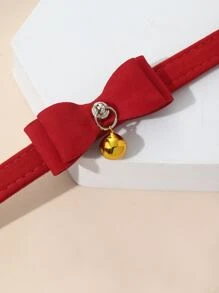 1pc Bow Decor Pet Collar - Red - View 5