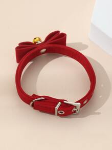 1pc Bow Decor Pet Collar - Red - View 4