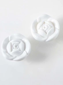 2pcs Flower Design Drawer Knob - White - View 2