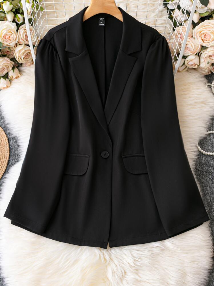 SHEIN Clasi Blazer con botón - Negro - Ver 1