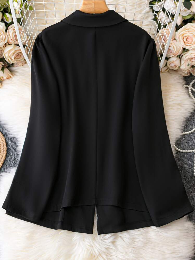 SHEIN Clasi Blazer con botón - Negro - Ver 2