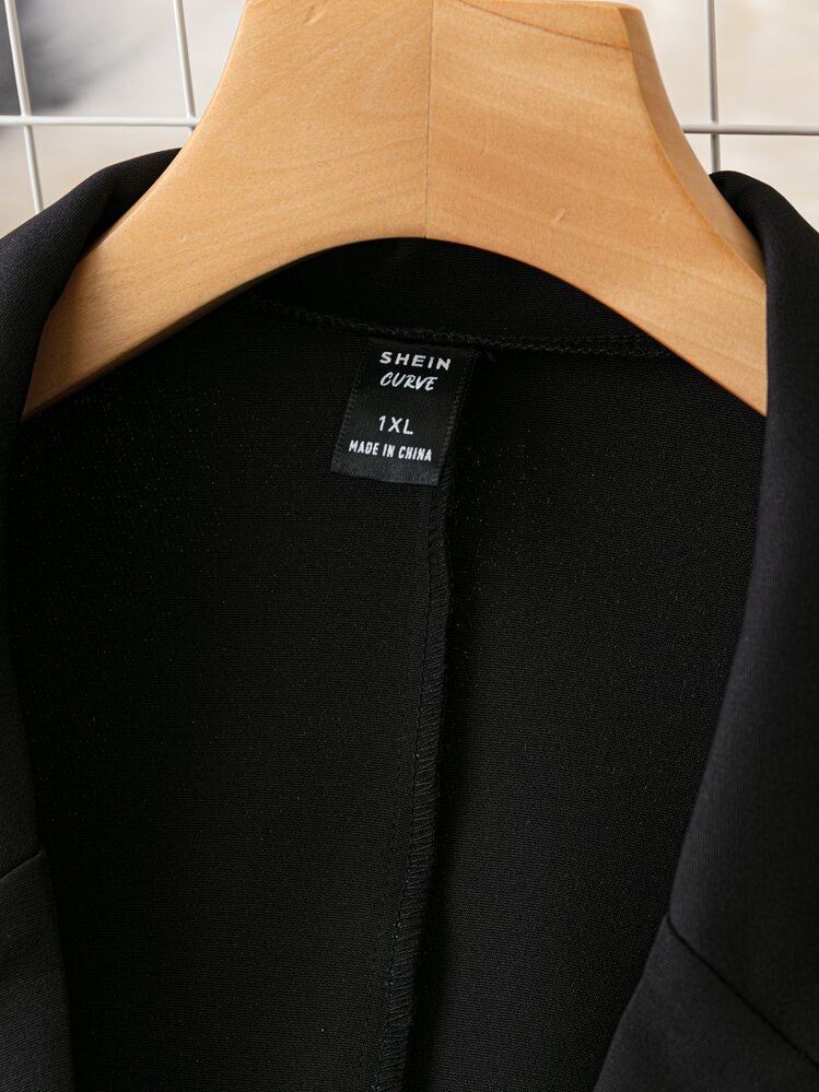SHEIN Clasi Blazer con botón - Negro - Ver 4