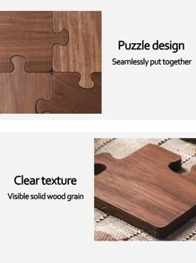 1入組創意木頭七巧板杯墊方形防滑茶杯和咖啡杯託盤地墊絕熱墊 - 棕色 - 查看 6